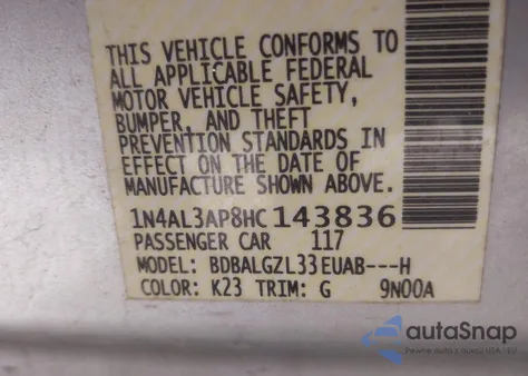 2017 Nissan Altima 2.5 S из США, поврежденный, VIN 1N4AL3AP8HC143836